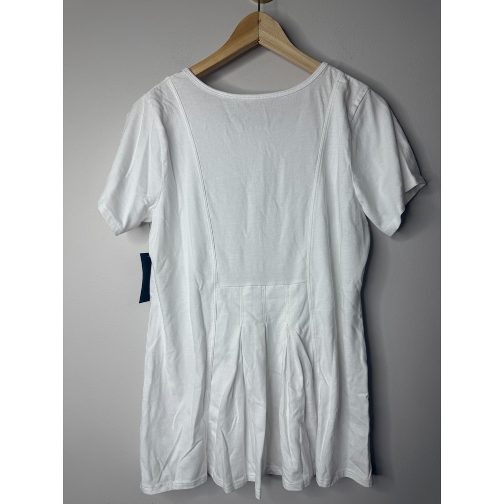 AnyBody Beach Wash Jersey Swing Top with Pleated Back White,Small.  {#128-R‎ - Picture 4 of 4